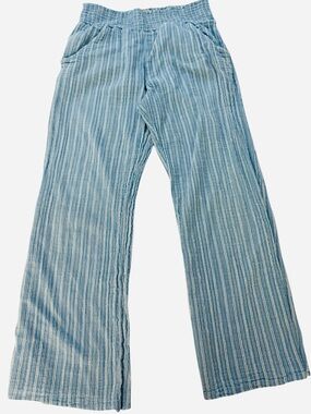 Billabong New Waves Striped Blue Cropped Pants Size Juniors M